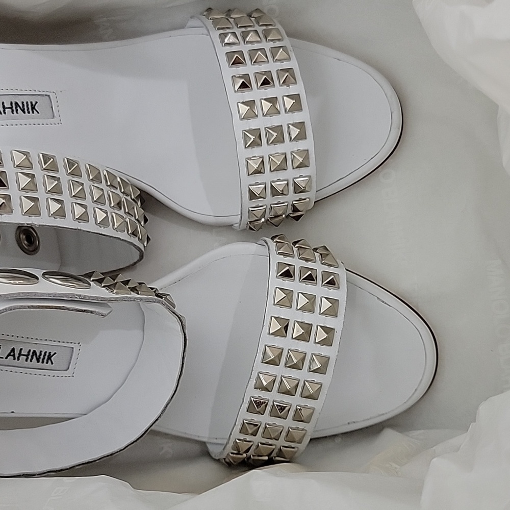 Manolo Blahnik Rocco Studded-Toe Sandal - Picture 13 of 16